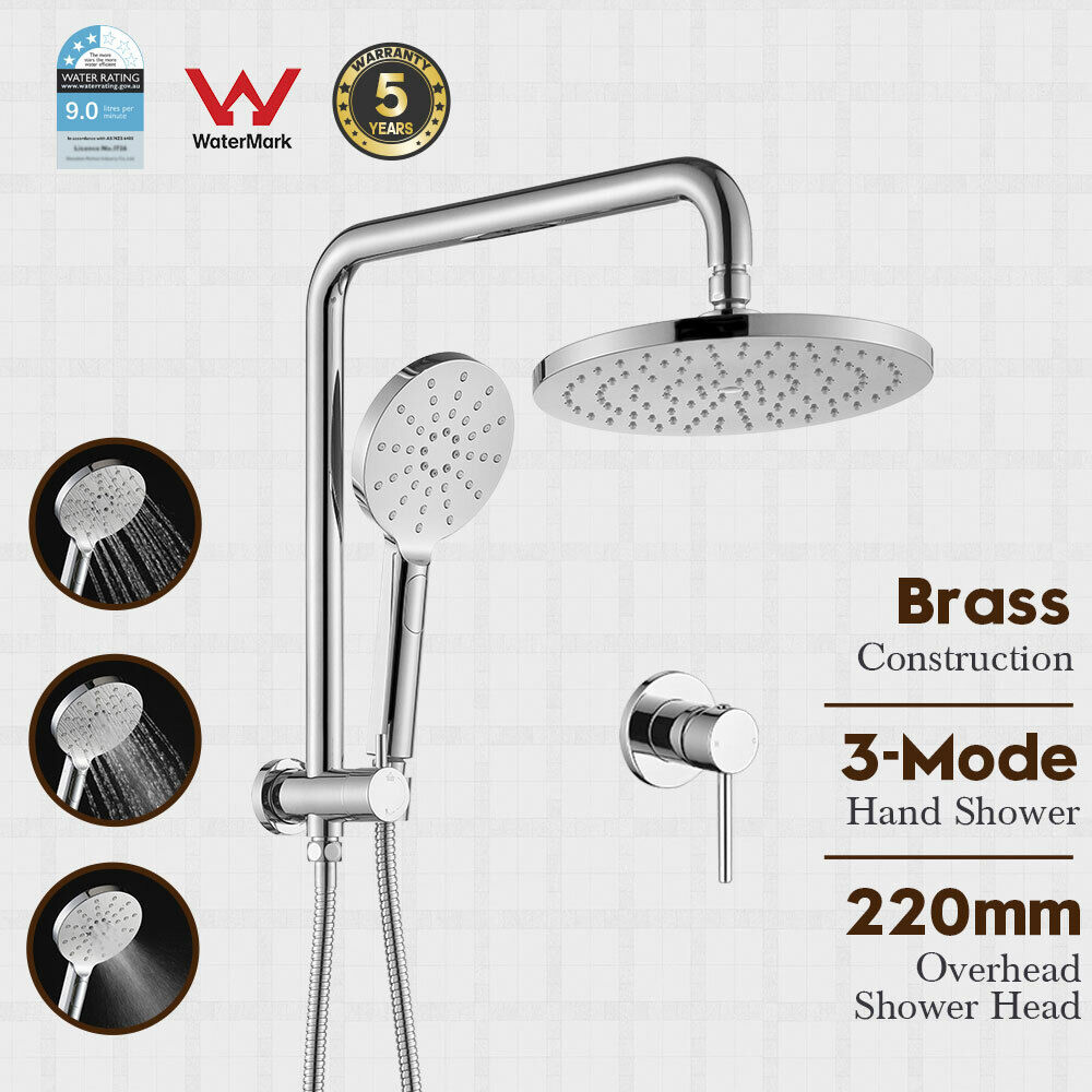 Rain Shower Head Set 2 in 1 Diverter Rail Wall Arm Shower Mixer Taps