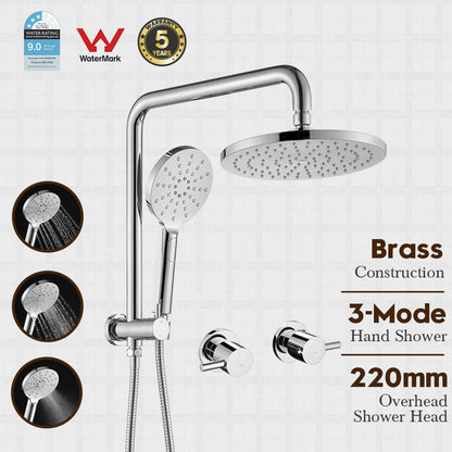 Rain Shower Head Set 2 in 1 Diverter Rail Wall Arm Shower Mixer Taps