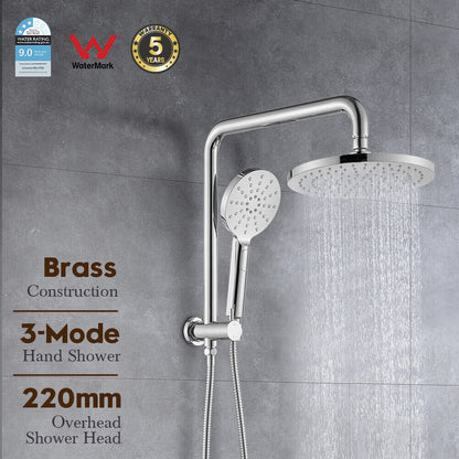 Rain Shower Head Set 2 in 1 Diverter Rail Wall Arm Shower Mixer Taps