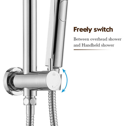 Rain Shower Head Set 2 in 1 Diverter Rail Wall Arm Shower Mixer Taps