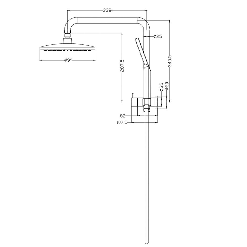 Rain Shower Head Set 2 in 1 Diverter Rail Wall Arm Shower Mixer Taps