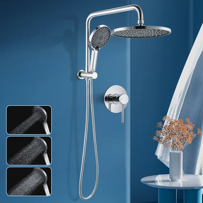 Rain Shower Head Set 2 in 1 Diverter Rail Wall Arm Shower Mixer Taps